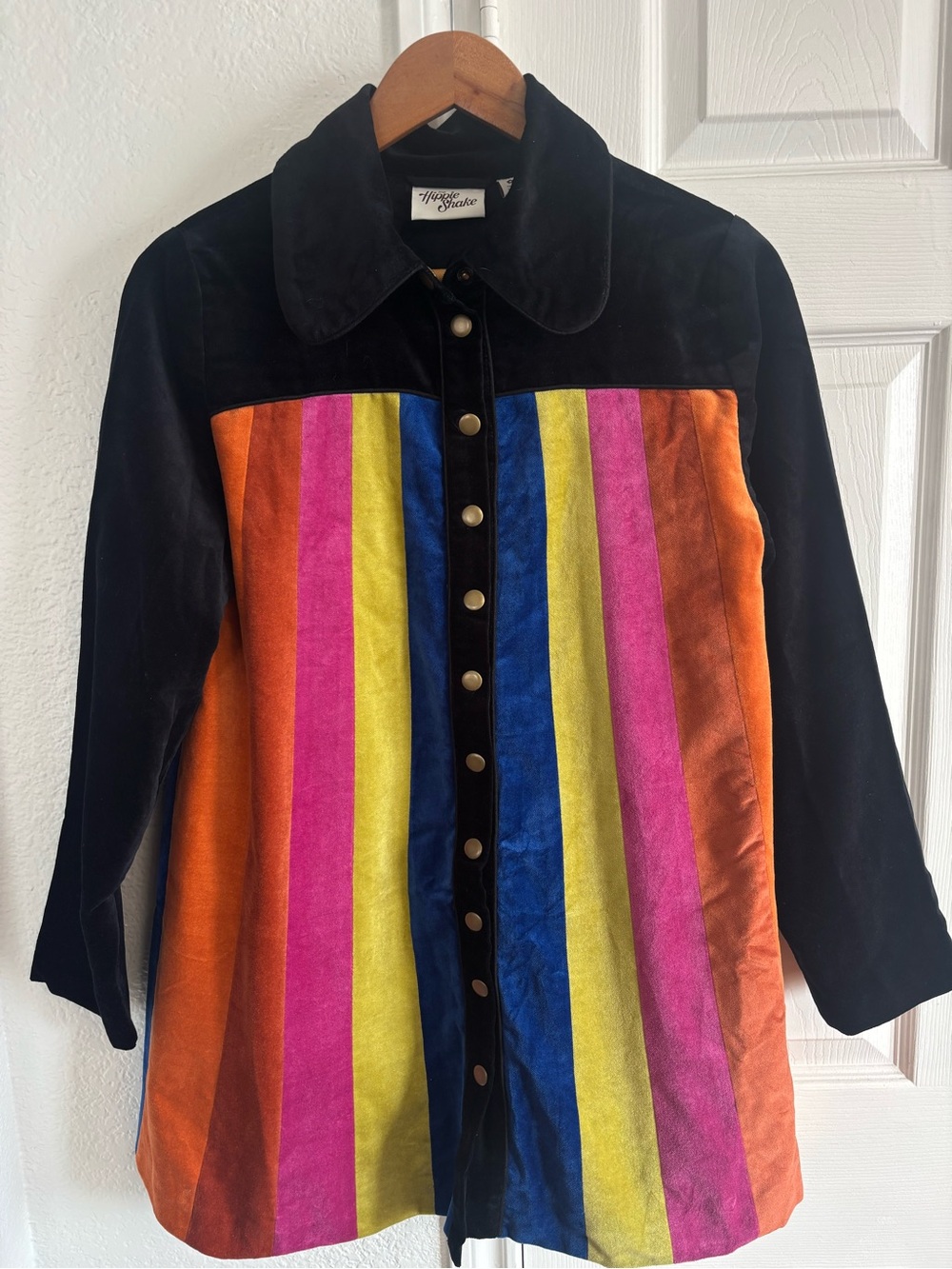 The Hippie Shake Multicolor Colorblock Snap Button Jacket Top Size 6
